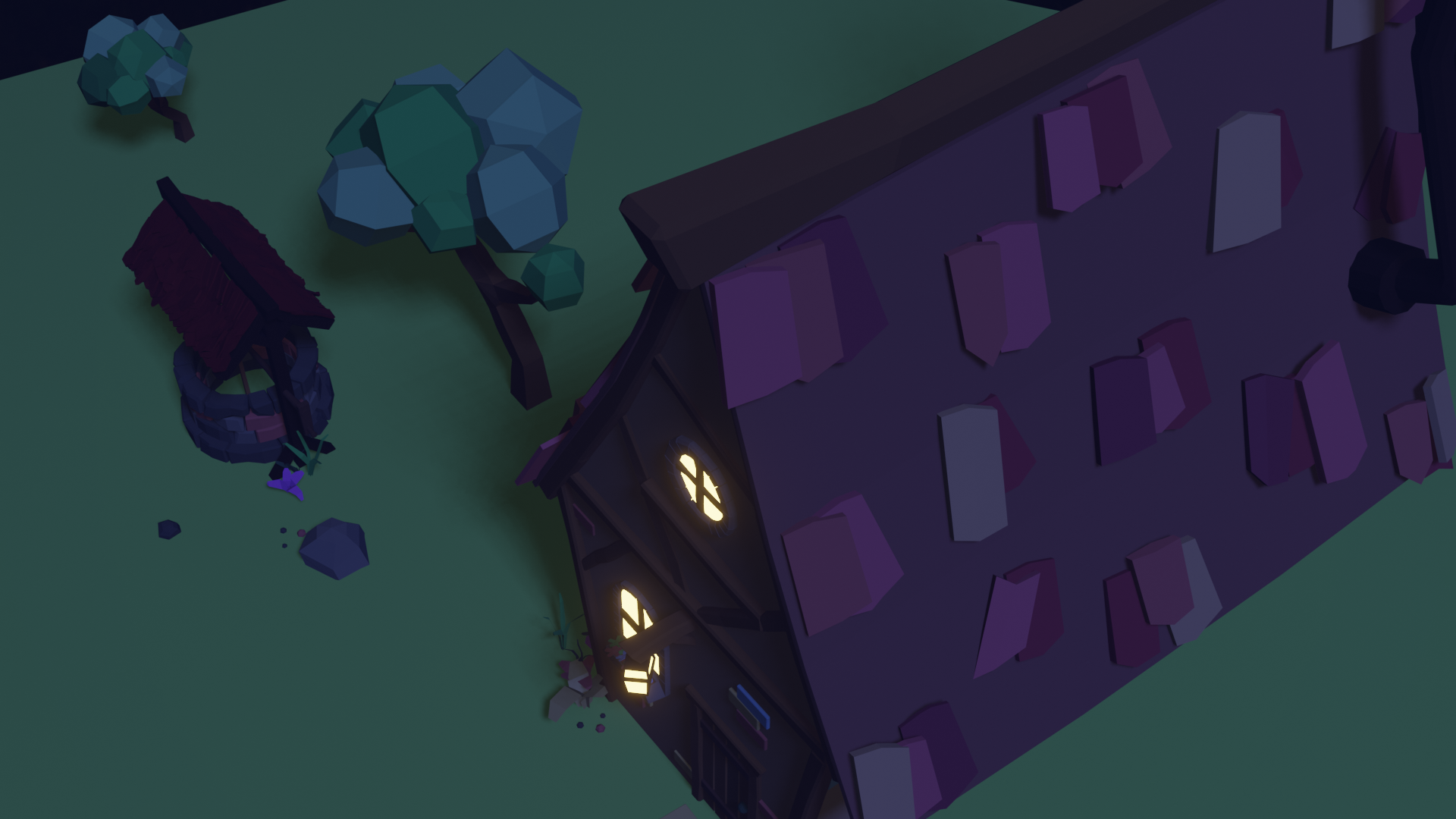 low poly cottage - well  preview image 2